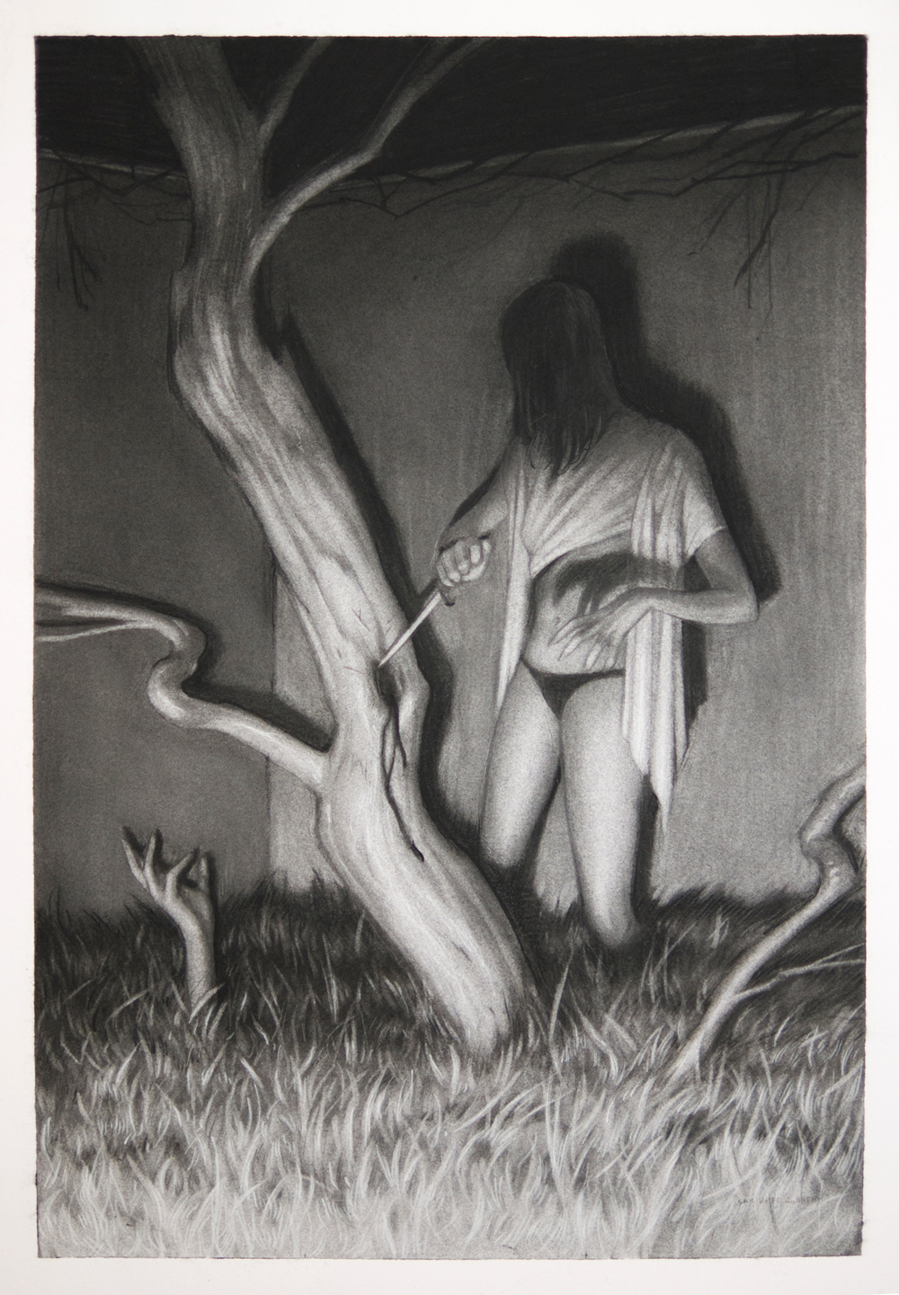 Witch of Branches - A Graphite Illustration by Sam Wolfe Connelly - Lore @ Hashimoto Gallery