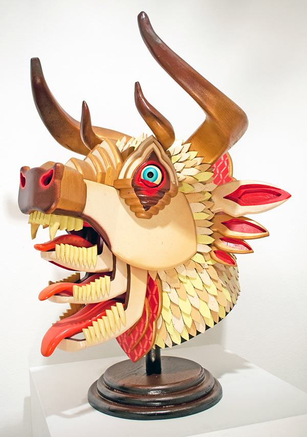 AJ Fosik Creatures Surrealism Sculpture Vibrant Demonic Woodwork Beautiful Bizarre