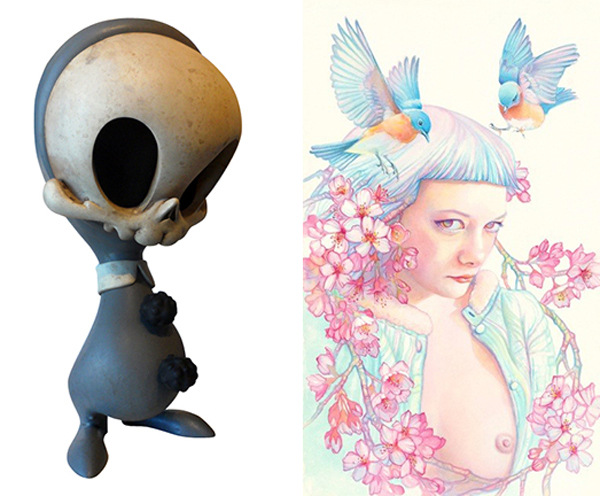 (L) Brandt Peters (R) Tracy Lewis @ Baker Hesseldenz - 1st Annual Spring Group Exhibition 2015 - preview by beautiful bizarre art