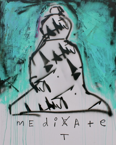 patrick fisher, maditate, dont medicate, mixed media, street art, gamut