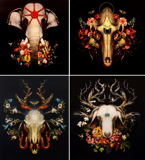 Martin Wittfooth surreal nature flower animal paintings 