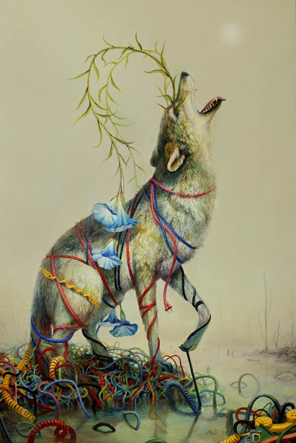 Martin Wittfooth surreal wolf animal painting 