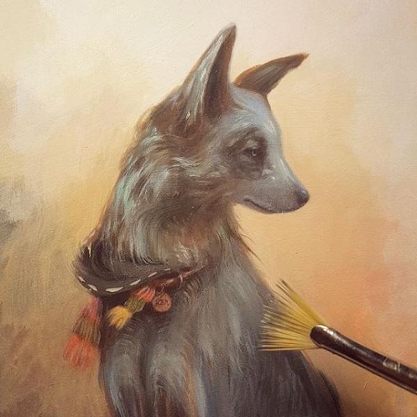 Amy Sol dog painting progress 