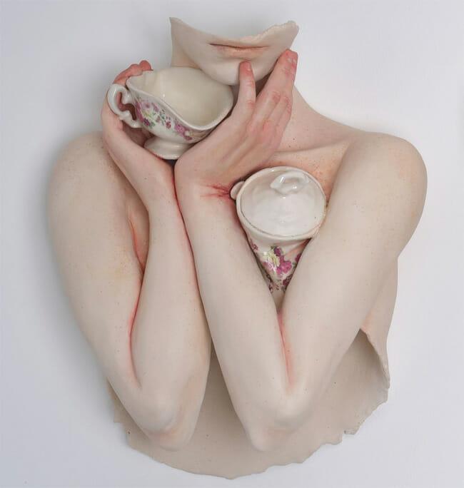 Ronit Baranga surreal bust teacup sculpture