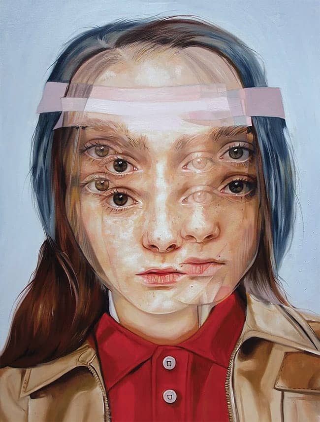 Alex Garant surreal double eye portrait 