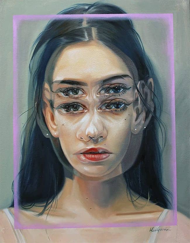 Alex Garant surreal double eye portrait 