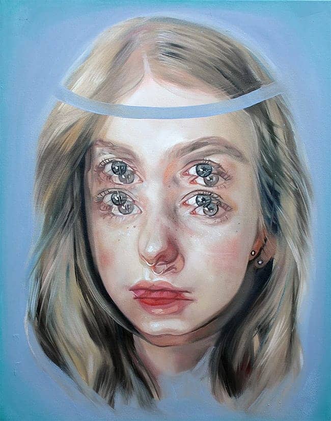 Alex Garant surreal double eye portrait 