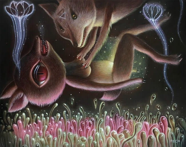 Peca pop surrealism animal creature painting 