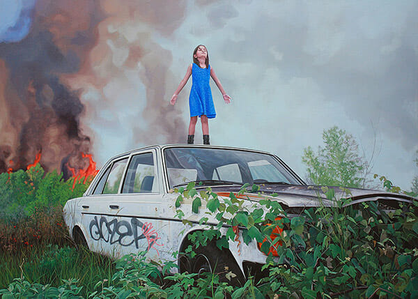 Kevin Peterson surreal dystopia childhood paintings 