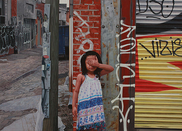 Kevin Peterson surreal urban portrait paintings 