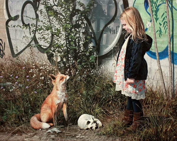 Kevin Peterson girl and fox painting 