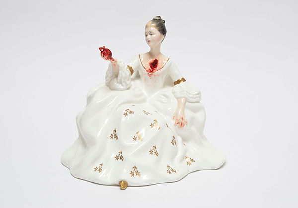Jessica Harrison porcelain sculpture, modified, gore, internals exposed