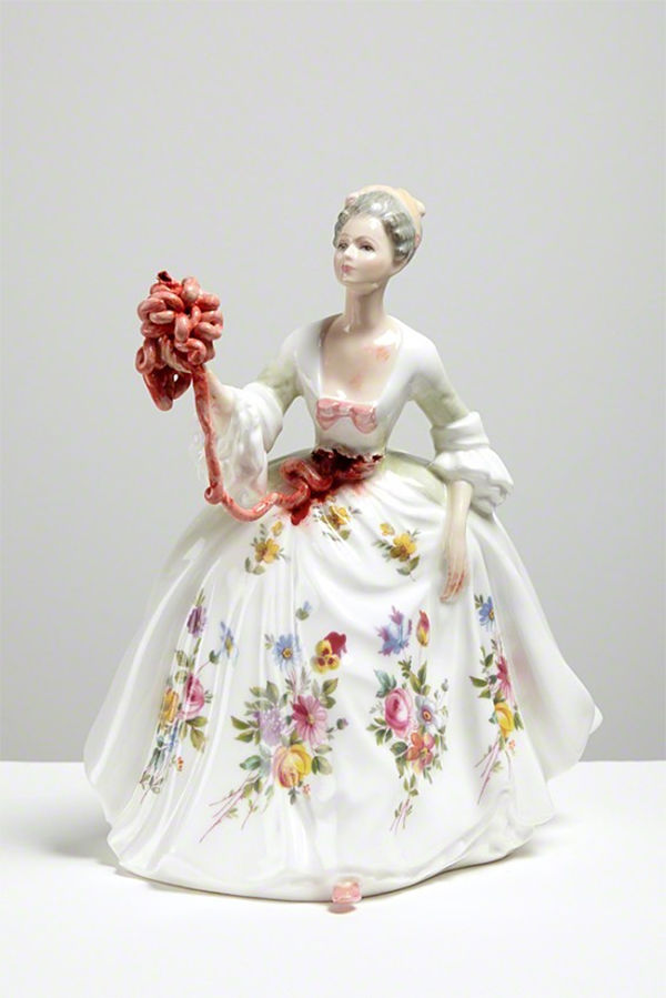 Jessica Harrison porcelain sculpture, modified, gore, internals exposed