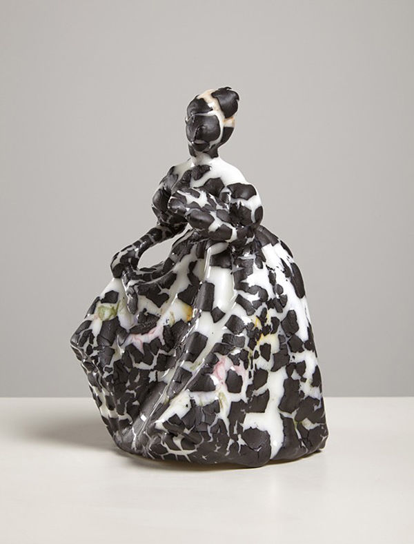 Jessica Harrison porcelain sculpture, modified, surface disruption, ink