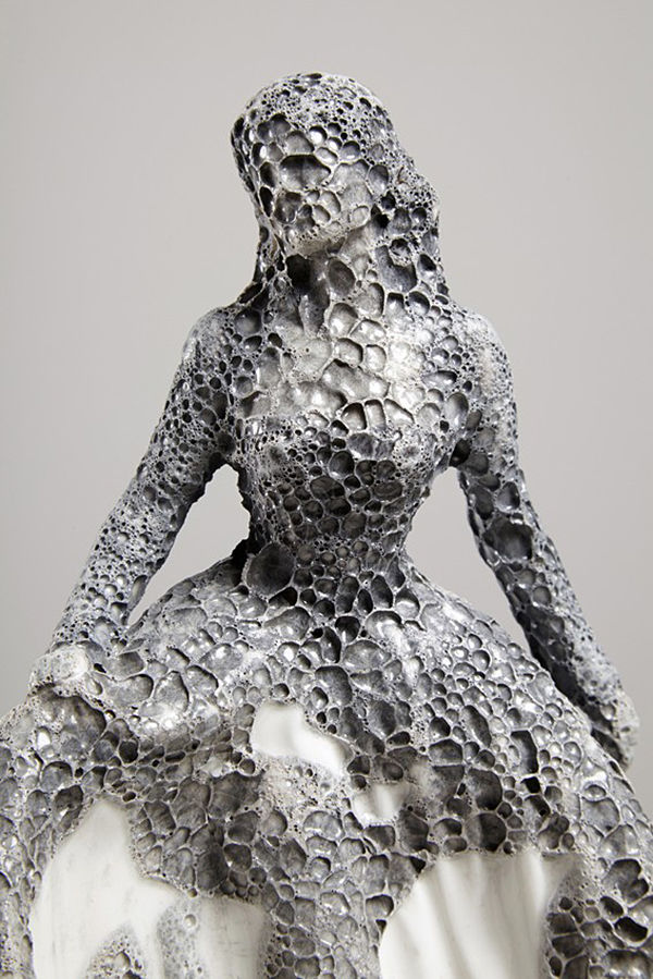 Jessica Harrison porcelain sculpture, modified, surface disruption, ink