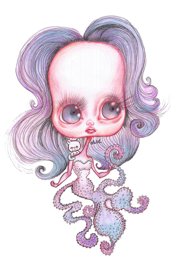 Opal Unicorn octopus girl drawing 