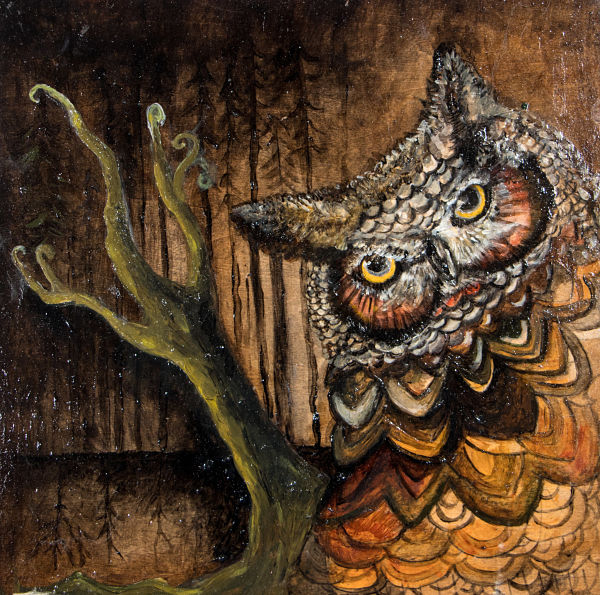 Opal Unicorn owl painting 