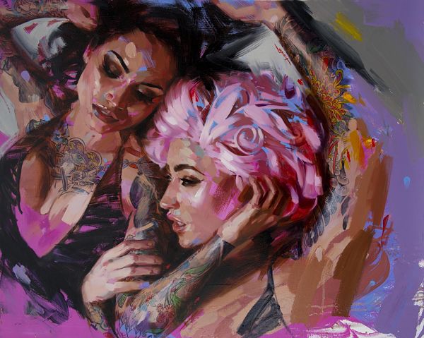 tattooed women painting