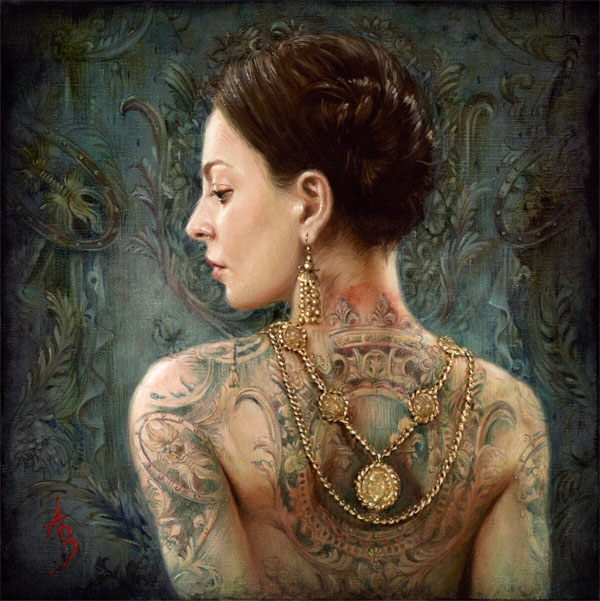 Alexandra Manukyan - Blazon realistic painting of woman with jewellery and tattoo