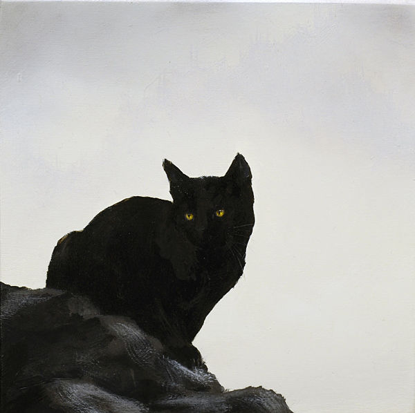 Brian Mashburn, "Fred Study", black cat oil painting 