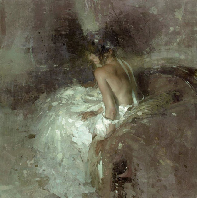 Jeremy Mann woman in white dress surreal painting - What Are the 3 Main Do’s and Don’ts for Galleries When Working with Artists?