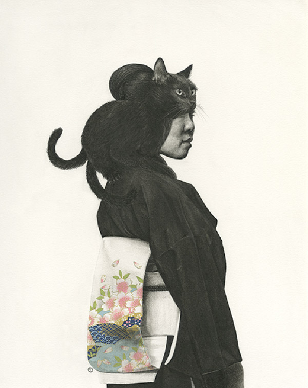 Stephanie Inagaki two tailed cat kimono drawing