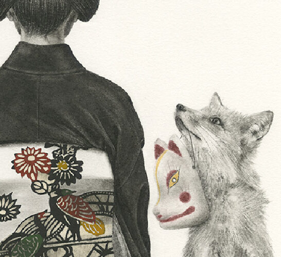 Stephanie Inagaki fox kimono mask drawing