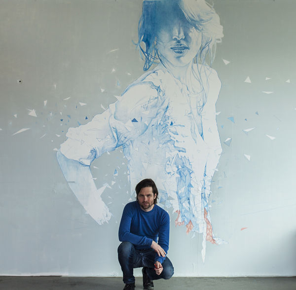 Daan Noppen with his artwork 