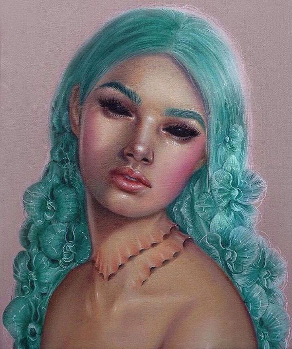 Relm teal hair mermaid painting