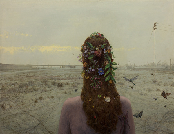 Aron Wiesenfeld girl with flowers in her hair painting