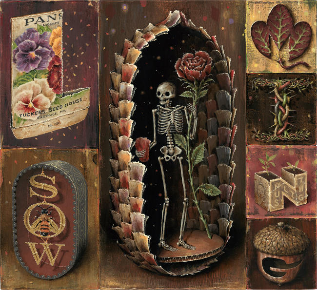 Jason Limon death skeleton and rose painting