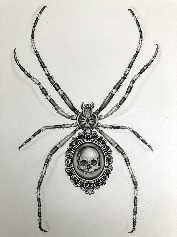 Kerri Hobba Mutant Black Widow Spider familiars drawing 