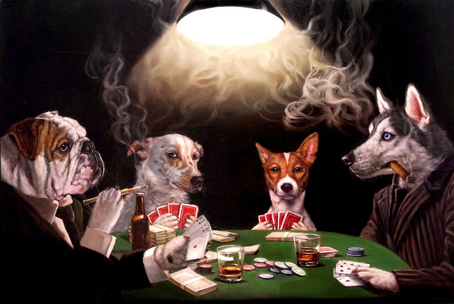 Lucia Heffernan dogs playing poker painting