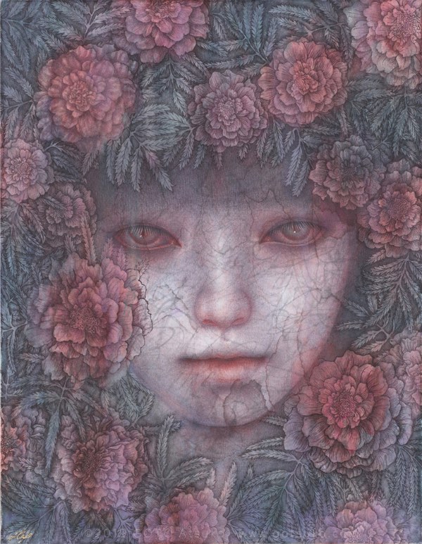 Atsuko Goto surreal girl and red flowers