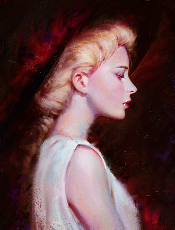 Guweiz blonde woman digital painting