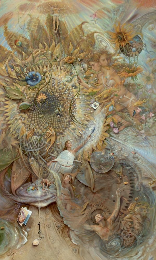 Mark Garro surreal heaven painting "The Somewhat Mechanical Organical Heaven Dynamical" 