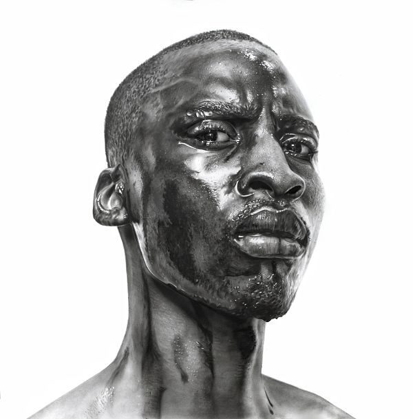 Arinze Stanley hyper-realistic The Machine Man graphite drawing 