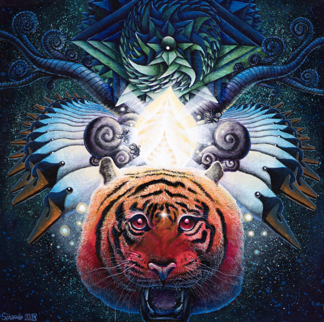 Rocky Schaede psychedelic tiger painting