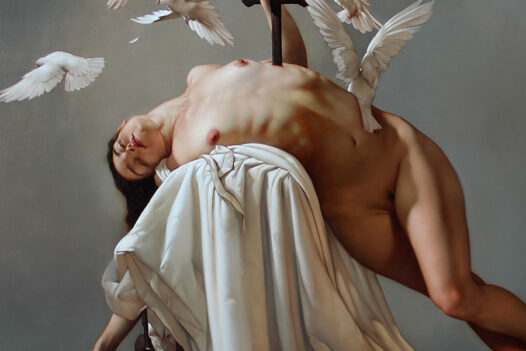 Nude dark surreal painting by Roberto Ferri