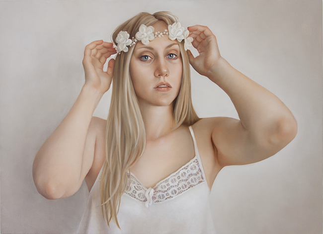 erica calardo painter requiem for a dream whiteflowers woman figurative art