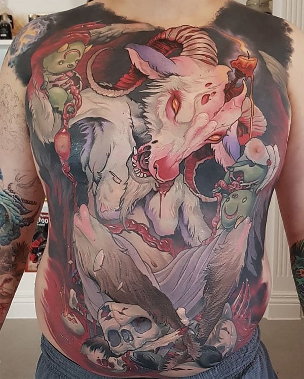 Teresa Sharpe take over Tom Strom goat back tattoo