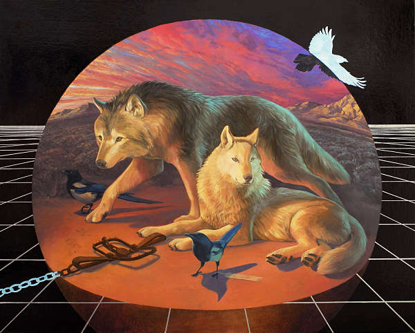 Alexis Kandra Life on Spaceship Earth surreal wolf painting 