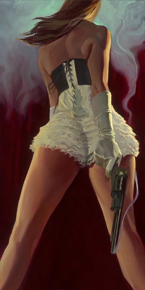 Gabe Leonard Laced female gunslinger painting 