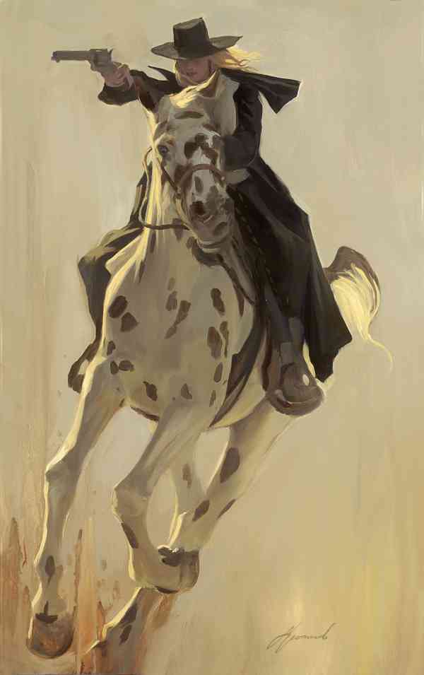 Gabe Leonard "Run It Down" outlaw gunslinger painting 