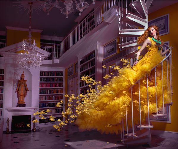 Miss Aniela Natalie Lennard Woman Yellow Gown Staircase Photograph