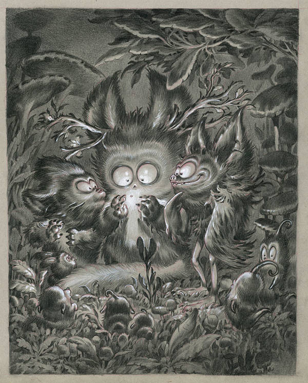 Stan Manoukian “Firefly”graphite & acrylics illustration at Haven Gallery 