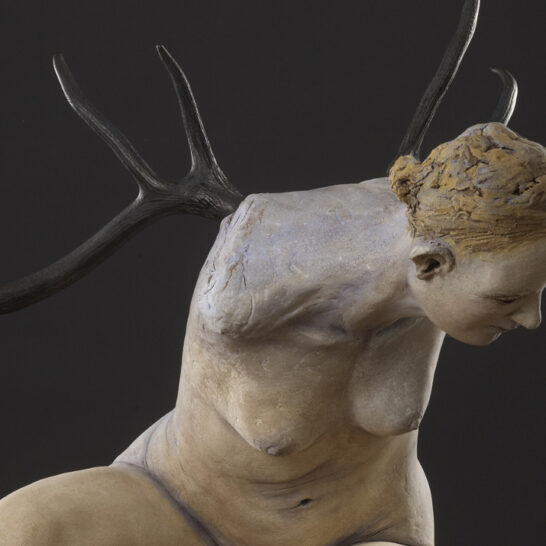 Susannah Zucker blue crouch sculpture close up