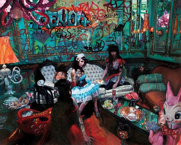 Natalia Fabia punk rock party oil painting