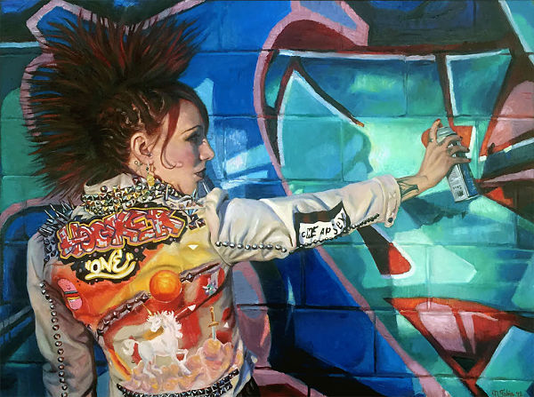 Natalia Fabia punk rock graffiti oil painting
