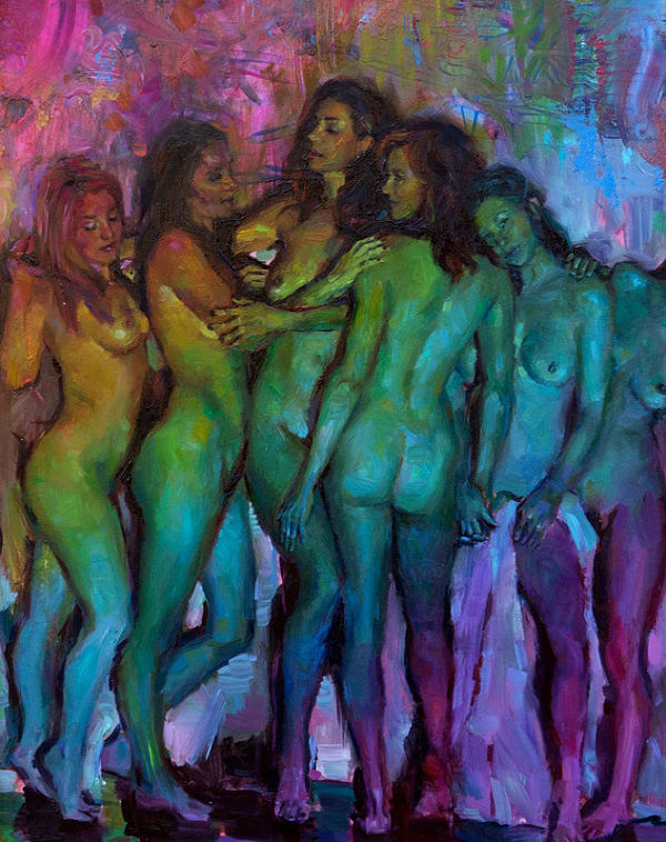 Natalia Fabia rainbow nude women oil painting